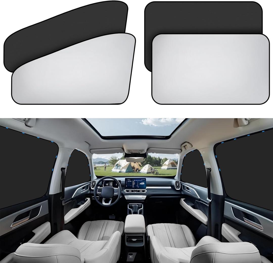 Zatooto Car Window Sun Shade - Blackout Shade for Side Windows, Protects Privacy, Reflects Sunlight, Reversible, Universal Fit, Silver