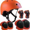 Adjustable Helmet for Ages 5-16 Kids Toddler Boys Girls Youth,Protective Gear with Elbow Knee Wrist Pads for Multi-Sports Skateboarding Bike Riding Scooter Inline skatings Longboard Roller Skate (Small: 48-54 cm, orange set)