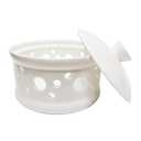 MaoYaMao Garlic Keeper with Lid,Ceramic Garlic Storage Container for Counter,White