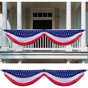 Wehhbtye 2PCS Patriotic Bunting Decorations-8.9x2.5 Feet 4th of july Outdoor Hanging Banner Flag,American Stars and Stripes Independence Day Flag for Memorial Day Porch Labor Day Yard Outside Party
