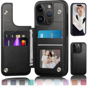 DJDUCK Designed for iPhone 16 Pro Case Wallet with Card Holder, [Magnetic Clasp Cover] [RFID Blocking Leather Protection] Shockproof Women Men Cases 6.3 Inch for Apple 16 Pro Black