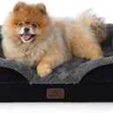 Bedsure Orthopedic Dog Beds for Small Dogs - Washable Small Dog Cat Bed Waterproof, Comfort Pet Couch Sofa with Washable Removable Cover, Pets Bed with Nonskid Bottom, Plush-Black, 24"