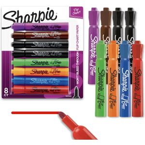 Sharpie Flip Chart Markers, Bullet Tip, Assorted Colors, 8 Count - Low-Odor, Squeak-Free, Home, Office, Back to School, Teacher Supplies