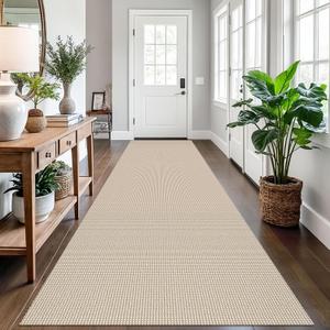 EARTHALL Runner Rug 3x12 Ft Washable Runners for Hallways Extra Long Woven Non Slip Entryway Runner Braided Kitchen Runner Indoor Outdoor Carpet Runners for Entryway, Hall, Foyers, Beige/Ivory