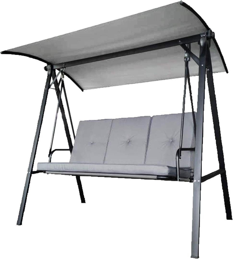 Garden Winds Replacement Canopy Top Cover Compatible with The Three Person Swing - Slate Gray - Riplock 350