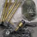 Upgraded Dimmable Glass Floor Lamp for Living Room, Modern Gold Standing Lamp with Green Ribbed Glass Lampshade & Knob Dimmer, Arc Tall Lamp for Bedroom Office Reading Room, 2700K Led Bulb Included