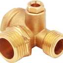 Solid Brass 3-Port Air Compressor Check Valve M10*1 x G3/8" x G1/2" Male Female Threaded Tube Connector Non-Return Valve
