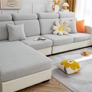 Couch Cushion Covers, Sofa Covers Couch Cover for Sectional Sofa, Sofa Hero Covers for Couch Protect, Soothing Home Sofa Covers Washable Stretch Slipcovers (Light Gray,Chaise Cover)