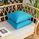 Kevin Textile Pack of 2 Outdoor Waterproof Throw Pillow Covers Solid Checkered Linen Decorative Farmhouse Pillowcases for Garden Patio Tent Balcony Couch Sofa 24 x 24 Peacock Blue