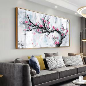 Solid wood frame abstract Wall Art plank Pink plum abstract Framed Ready to Hang Wall Art Modern artwork Fantasy Paintings Wall Art Prints Canvas Painting 29"x58"Large Size for Living Room Bedroom Office Decoration (awork6)