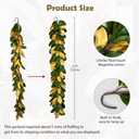 5 Feet Artificial Christmas Garland Fake Gold and Green Magnolia Leave Garland Hanging Xmas Dcor for Thanksgiving Christmas Table Mantel Door Decoration
