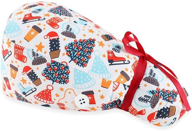 Scrub Caps for Women Nursing Hats with Buttons Adjustable Scrub Hats for Dentist Hats with Sweatband Adjustable Ponytail Holder Multi