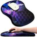 Ergonomic Mouse Pad with Wrist Rest Support, Massage Design Mouse pad Relief Carpal Tunnel Pain, Entire Memory Foam Non-Slip Mouse Pad, Computer Mouse Pads for Wireless Mouse Pad, Cool Butterfly