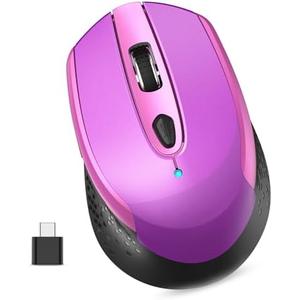 RaceGT USB C Wireless Mouse - 2.4G Cordless with 6 Buttons and 3 Adjustable DPI for MacBook Pro/Air, Laptop, Desktop, PC (Color: typec-purple)
