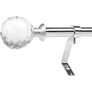 Coquilles 3/4 Inch Diameter Adjustable Curtain Metal Rod with Round Clear Acrylic Ball Finials，48 to 84 Inch