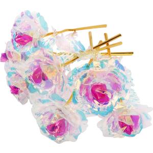 15 Pcs 24K Galaxy Rose Colorful Artificial Flowers Rainbow Rose Flower Forever Rose Best Gifts for Mother's Day Thanksgiving Valentine's Day Girl's Birthday Party, Gradient Color
