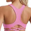 Aoysky Womens Racerback Criss Cross Sports Bras V Neck Padded Low Impact Wireless Workout Athletic Yoga Crop Tops, S