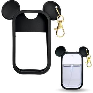 Mouse Design Silicone Case Compatible with Touchland Hand Sanitizer Spray 1 fl oz, Silicone Protective Case Holder with Keychain for Power Mist and Glow Mist, Black