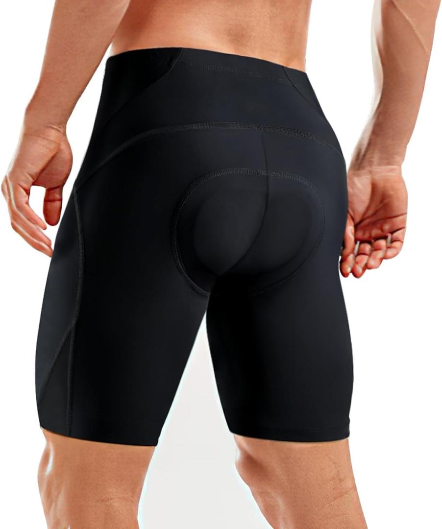 Sportneer Padded Bike Shorts for Men - 4D Padding Mens Bicycle Cycling Biking Clothing Shorts, Breathable and Absorbent (Black, L)