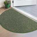 BEQHAUSE Dirt Trapper Door Mat 17" x 30" Half Circle Non Slip Washable Doormats Entrance Rugs Absorbent Welcome Low Profile Floor Mats for Front Back Door and Entryway, Green (1'5" x 2'6" (Semicircular))