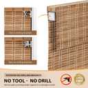 LazBlinds No Tools No Drill Cordless Bamboo Roman Shades, Light Filtering Window Treatment, Roll Up Bamboo Blinds for Windows 42'' W x 72'' H, Brown