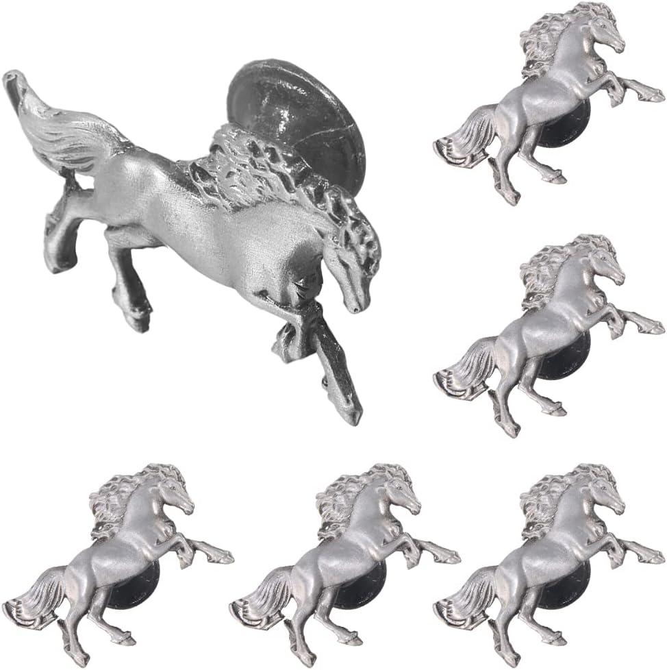 6 Pcs Horse Shape Knob Door Handle Cabinet Drawer Cupboard Pull Dresser Single Hole Knobs Handles for Kitchen Furniture Cabinet Wardrobe Cupboard