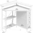 VENNQD Corner Desk with Drawers Shelves for Small Space 90 Degrees Triangle Computer Desk with Power Outlets,Gaming Desk with LED Lights Monitor Stand for Home Office Workstation Writing Table (White), 31.89 Inches X 31.89 Inches X 34.84 Inches