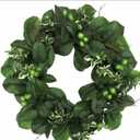Home decor 24 inch color printed wreath with magnolia leaves and berry grapevine