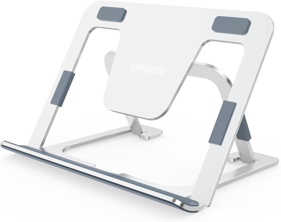 Yangkelly Tablet Stand Foldable and Adjustable, Aluminum Alloy Desktop Holder Drawing Stands Dock for iPad 7 to 12.9, Foldable Mobile Phones, Surfaces etc (Silver)