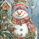 Milila Diamond Art Kits for Adults Full Drill Round Diamond Painting Kits for Beginners Craft Kits for Home Wall Decor Gifts 11.8x15.7inch(Snowman-C)