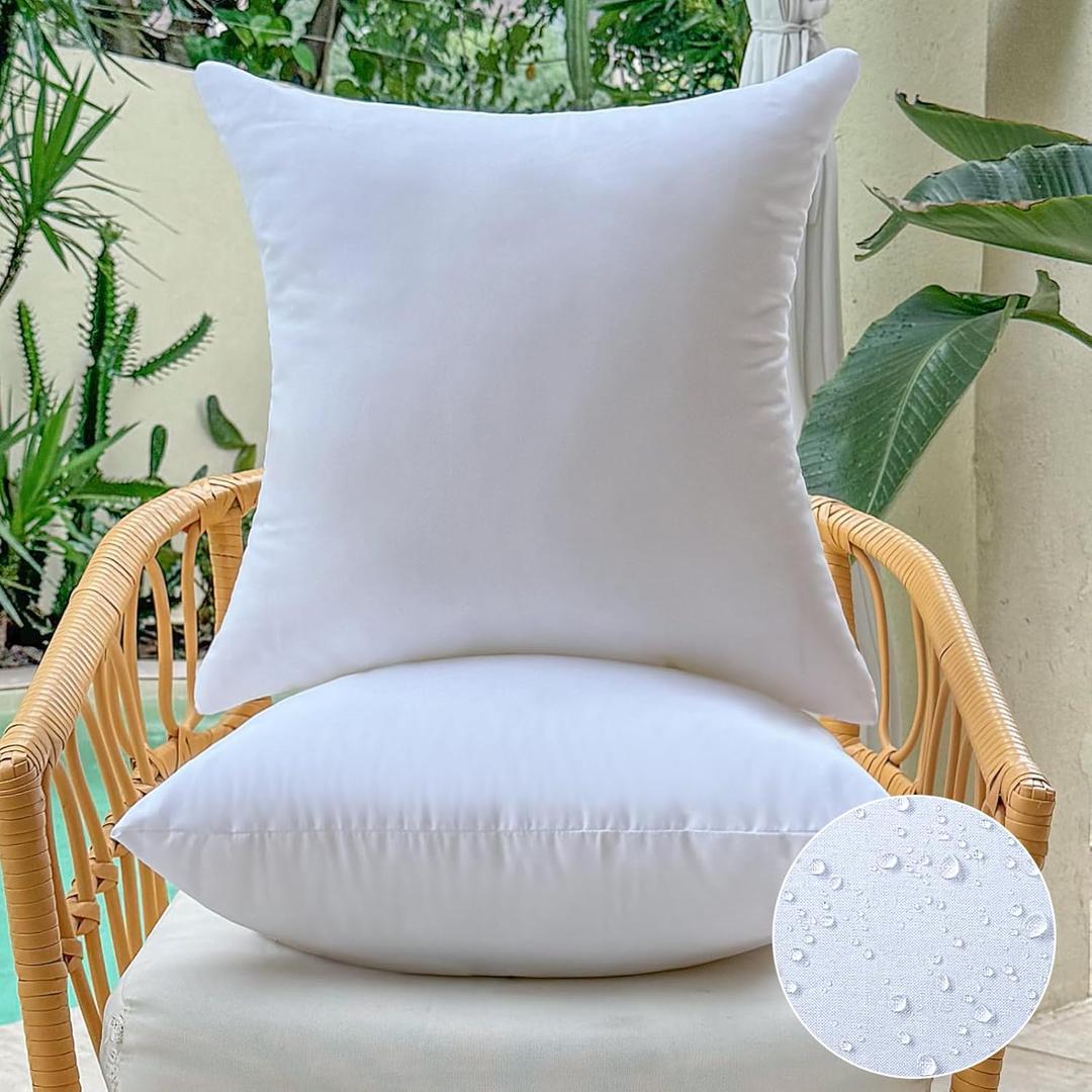 26 x 26 Outdoor Pillow Inserts Set of 2 Square Throw Pillow Inserts Waterproof for Couch Porch Outside Patio Furniture Decorative Pillows Large White Sofa Cushion Stuffer