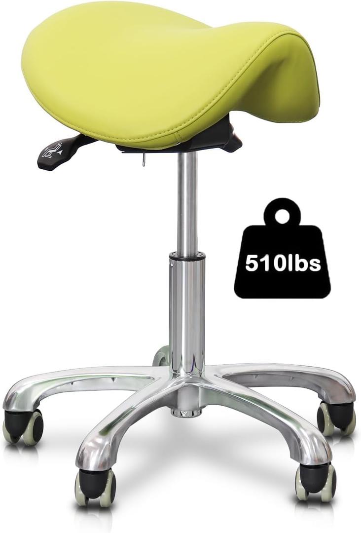 Saddle Stool Tilting Ergonomic Swivel Stool Chair with Hydraulic Lifting Height Adjustable Rolling Stool for Office Desk Clinic Dentist Spa (Olive Green)