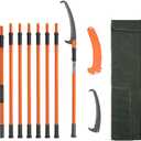 Manual Pole Saw, 7.3-27 Ft Extendable Tree Pruner Set, Manual Branch Trimmer with Lightweight 8 Fiberglass Handles, for Pear Tree, Fir Tree, Other High Trees and Shrubs, Red