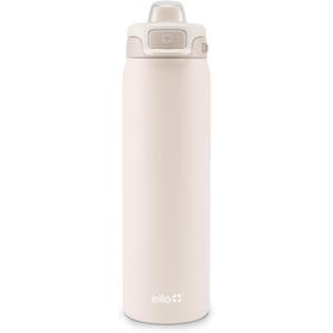Ello Pop & Fill 22oz Stainless Steel Water Bottle with Quick Fill Technology, Double Walled and Vacuum Insulated Metal, Leak Proof Locking Lid, Sip and Chug, Reusable, BPA Free, Tonal Cream