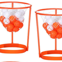 Head Hoop Basketball Party Game Set for Kid Adult Carnival Game Portable Adjustable Basket Net Headband with Balls for Birthday Carnival Office Indoor Outdoor Activity Fun Gift Back to School Orange