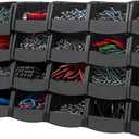 IRIS USA Stackable Storage Bins Open Front, 24 Pack, Plastic Hanging Organizer Caddy Basket for Hardware Crafts, Small Parts, Nuts and Bolts, Garage Tool Storage, Extra Small, Black
