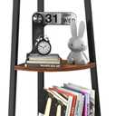 Yoobure Corner Shelf, 5-Tier Corner Bookshelf with Metal Frame & Wood Ladder Shelves - Display Shelf & Tall Bookcase, Plant Stand for Home Decor - Bedroom, Living Room, Office (Berry Brown)