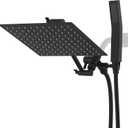 All Metal 10 Inch Rain Shower Head with Handheld Spray Combo, Waterfall Rainfall High Pressure Square Shower Heads with Adjustable Extension Arm, 70" Flexible Hose, 3-Way Diverter (Matte Black)
