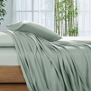 SONORO KATE 100% Viscose Derived from Bamboo_Sheets King Size, Ultra Breathable & Cooling Bed Sheets for Hot Sleepers, Hotel Luxury Silky Bedding Sheets, 16" Deep Pocket - 4PC (Sea Glass,King)