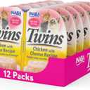INABA Twins for Cats, Side Dish/Topper Cups, 1.23 Ounces per Serving, 12 Servings, Chicken with Cheese Recipe