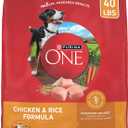 Purina ONE Chicken and Rice Formula Dry Dog Food - 40 lb. Bag (640 Fl Oz (Pack of 1), BBD 08/2026