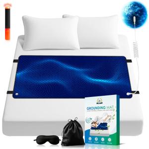 Grounding Mat for Bed Queen Size (27"x60") – Earthing Grounding Mat for Sleeping, Grounding Pad for Bed with Cord, Test Pen & Sleeping Mask – Tear-Resistant PU Leather Grounded Pad for Sleep
