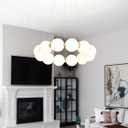 Dia 16" Modern Ring Chandeliers Gold Round Pendant Light Fixture Globe Chandelier for Dining Room Living Room Bedroom