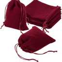 uxcell 16  Pcs Velvet Drawstring Bag, 5 x 6 Inch Jewelry Velvet Pouches Gift Bags for Wedding Party Favor Candy Jewelry Packaging Organizing Storage, Wine Red