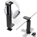 Headphone Stand Under-Desk or Headset Holder Above-Desk, Headphone Hanger & Headset Hook Under Desk Mount with Spring Clamp & Height Adjustable & Cable Clip for Gaming Gift Accessories. PC Game Headsets