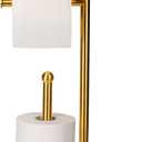 Standing Toilet Paper Holder Gold with 7.9" Big Tray, 2.2Lbs Heavier Marble Base, Freestanding Paper Holder Stand with Phone Shelf, Holds 5 Paper Rolls (Gold)