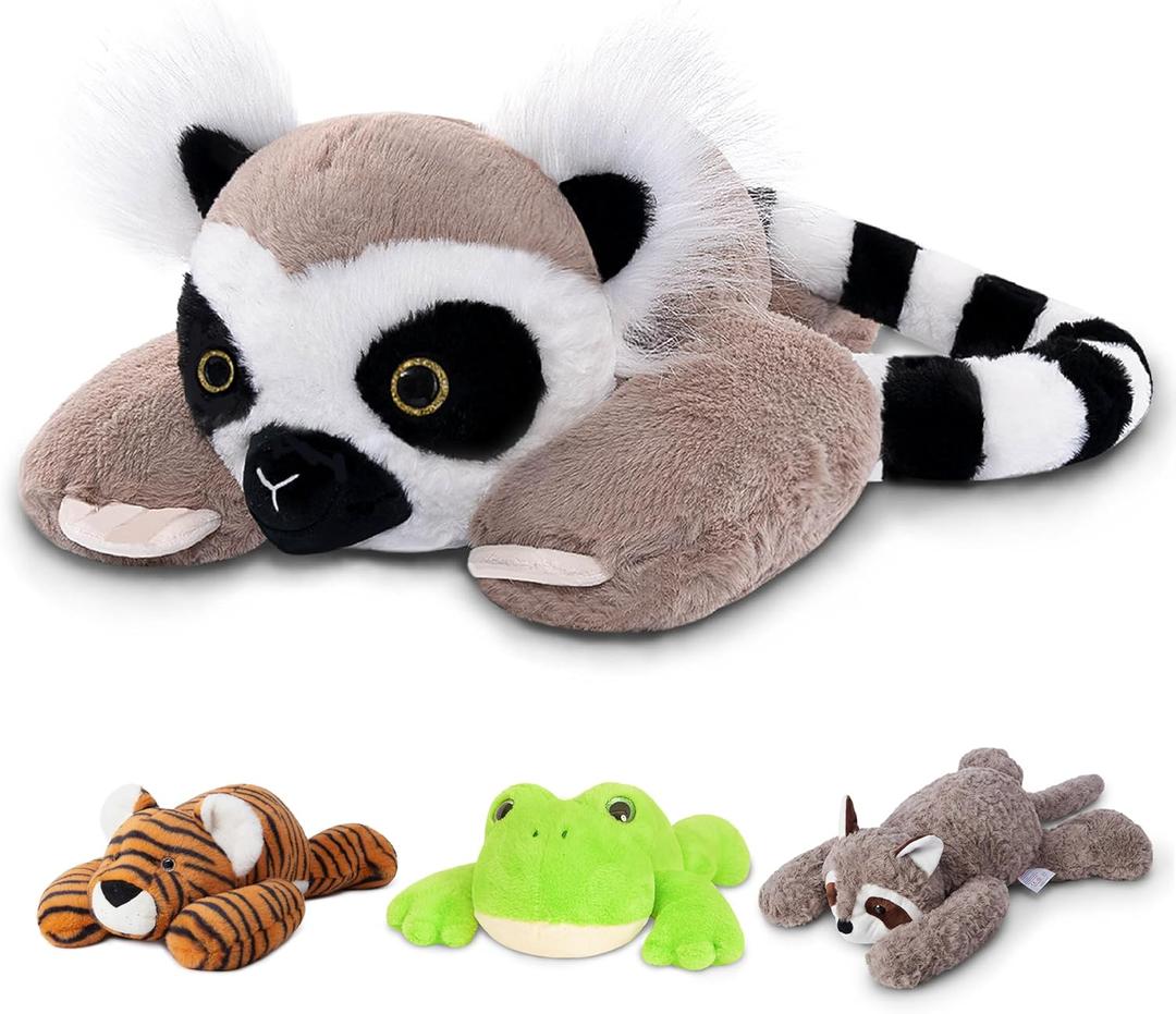 Niuniu Daddy 25" | 5lb Lemur Weighted Stuffed Animals for Kids & Adults, Large Weighted Plushies Pillow for Sleeping and Calming, Cute Lying Plush Toy Huggable Gift for Everyday Comfort