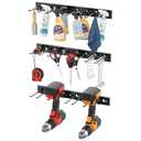 CCCEI 3 Modular Pegboard Strip Storage, Metal Peg Slat Wall Mount for Garage, Basement, Garden, Laundry Room Organization. Flexible Tool Organizer for Rake, Shovels, Crafting. Gifts for Men, Black.