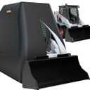 Skid Steer Cover Waterproof Heavy Duty, 420D Oxford PVC with Air Vents & Reflective Strips, Compatible with Most Type of Skid Steer (100" L x 75" W x 80" H)