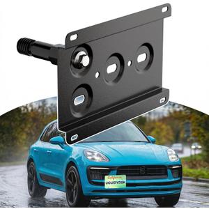 Front License Plate Bracket Compatible with 2014-2022 Porsche Macan, 2016-up Audi Q7 No Drill Tow Hook License Plate Holder, Car Tag Frame, Bumper Relocator Adapter Kit